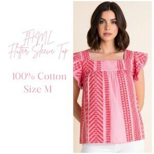 THML Pink Flutter Sleeve Top